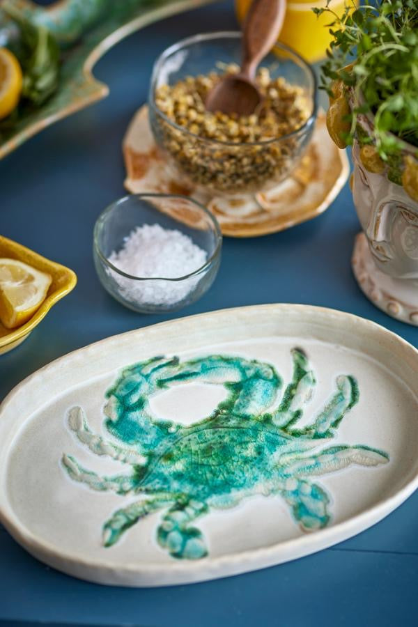 Hadden Plate, Green, Stoneware - CRAB