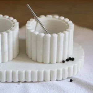Makrana Marble Pinch Pots With Tray