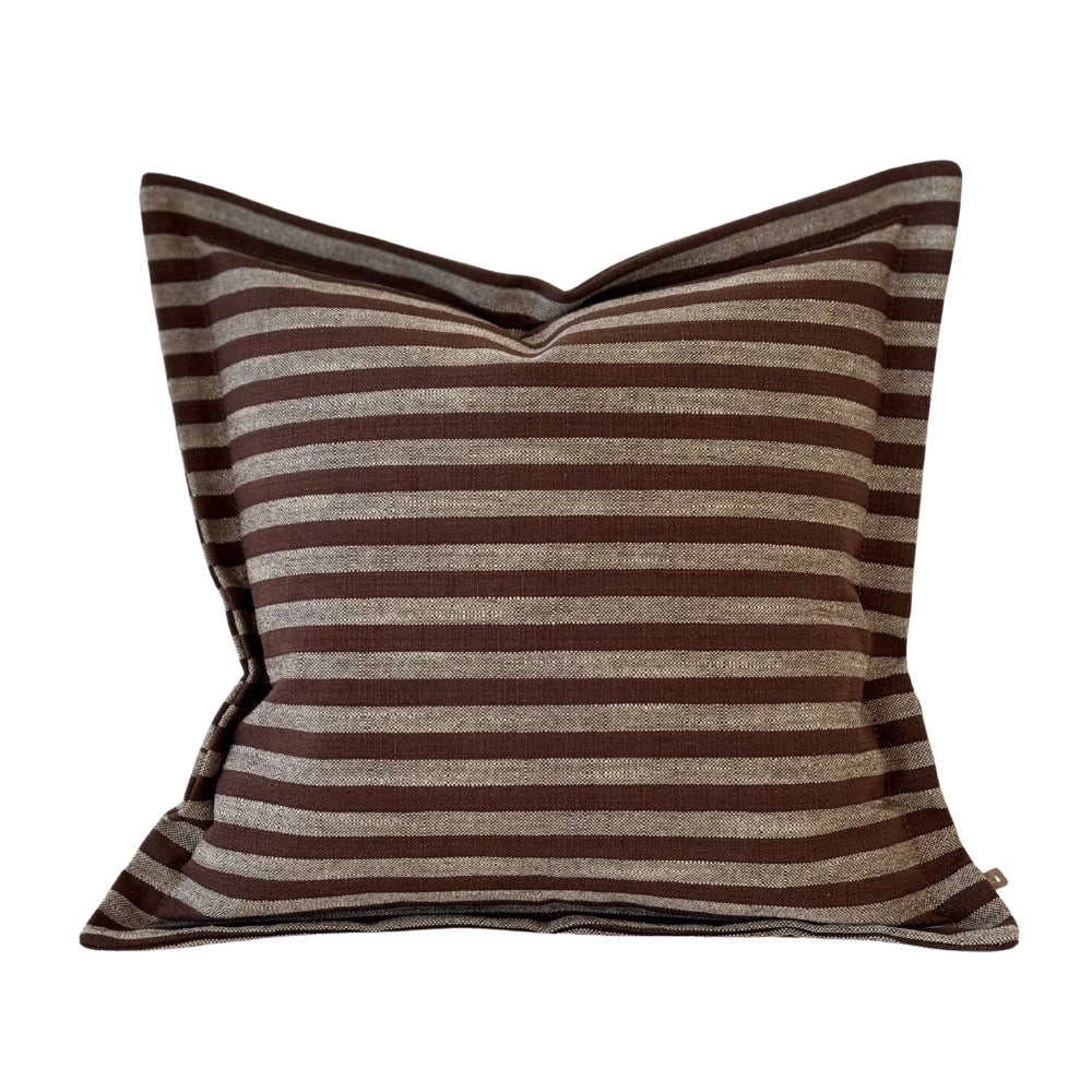 Vienna Brown Stripe Flanged Edge Cushion