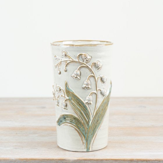 24CM VASE WITH EMBOSSED FLORAL PATTERN