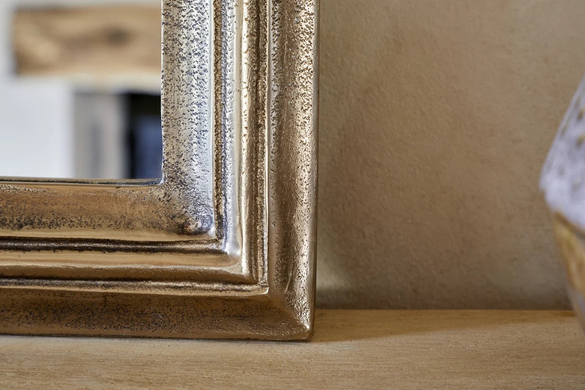 Yamuna Rectangular Mirror - Aged Antique Brass