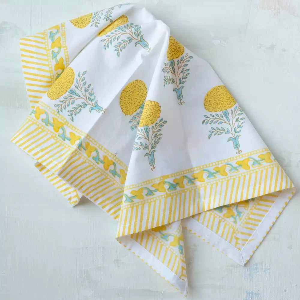 Lemon Cotton Hand Block Print Napkin S/4