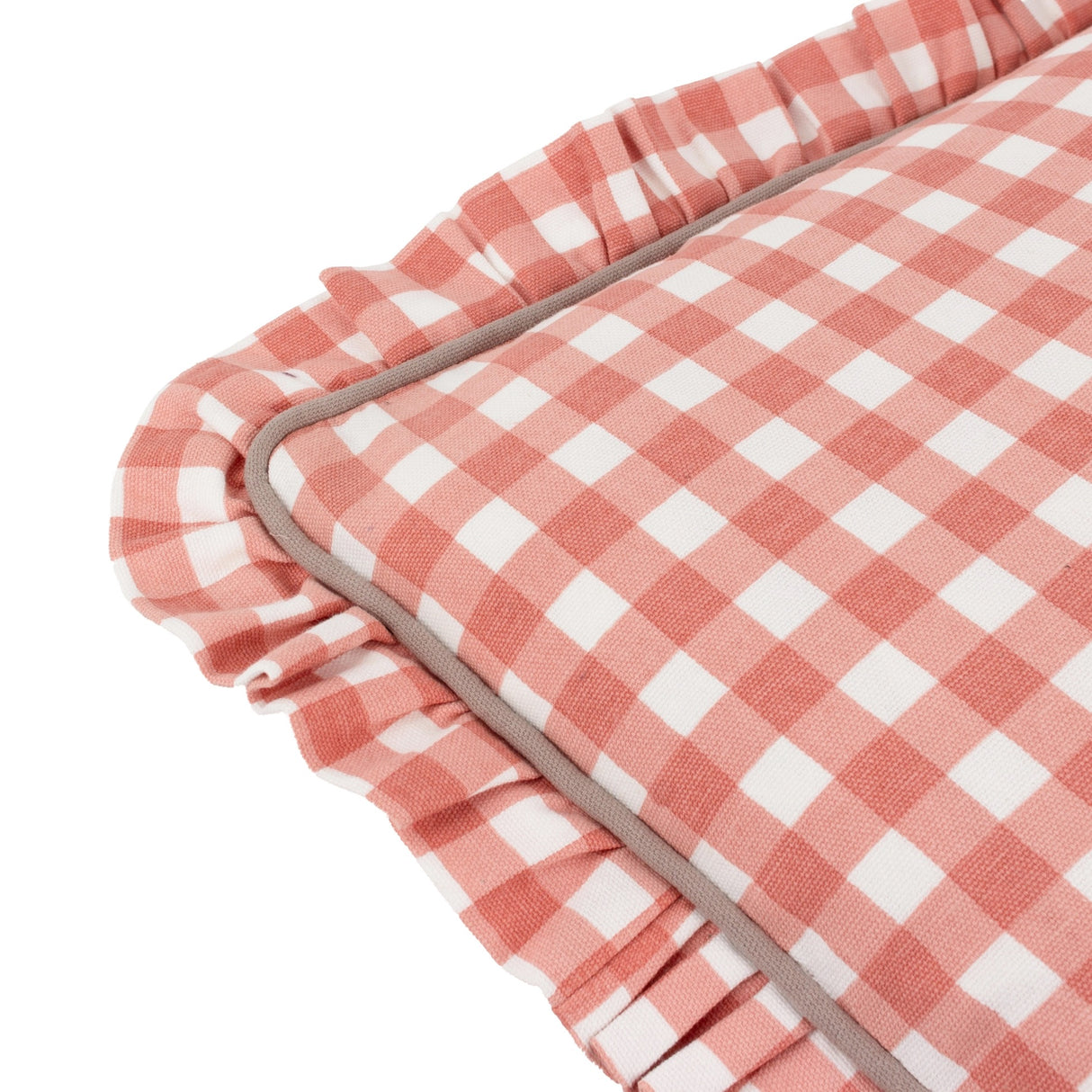 Maude Gingham Reversible Piped Cushion - 4 Colours