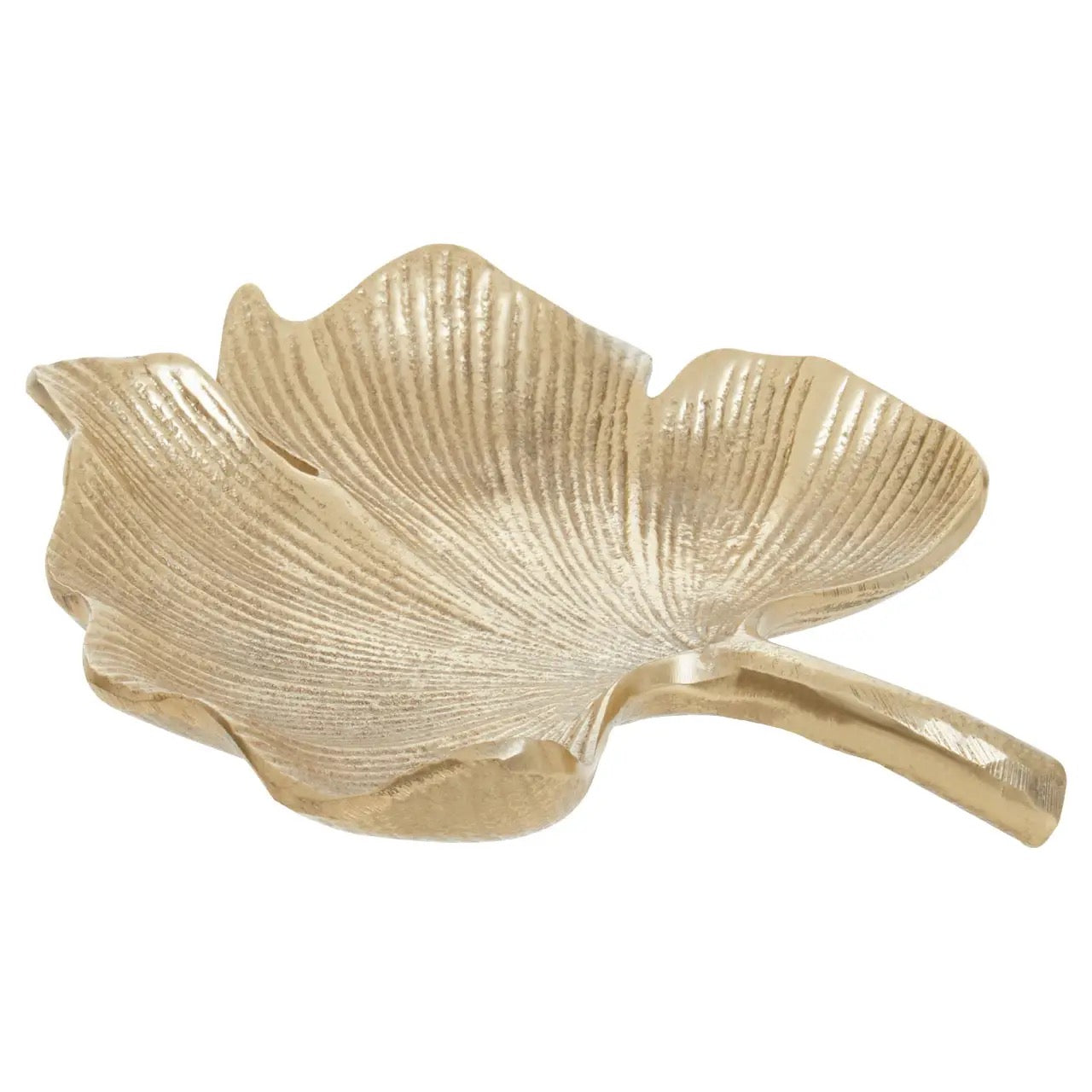 Prato Small Antique Gold Finish Ginkgo Dish