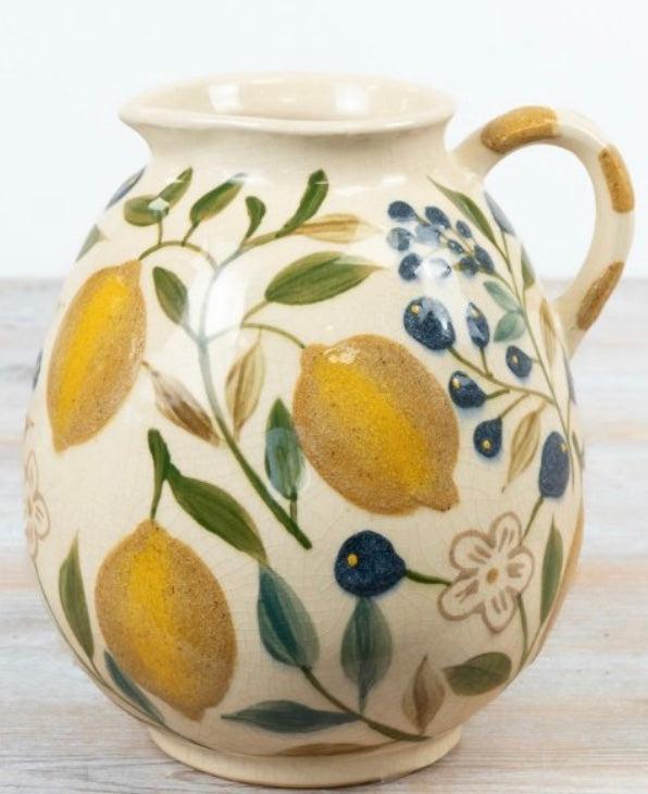 GLAZED LEMON JUG VASE, 19.5CM