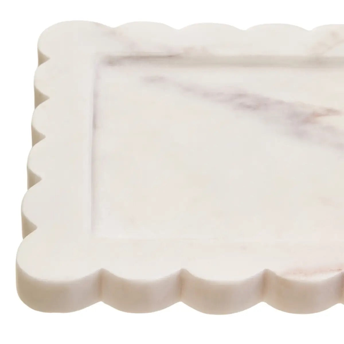 Savio White Marble Square 20cm Tray with Scallop Edges