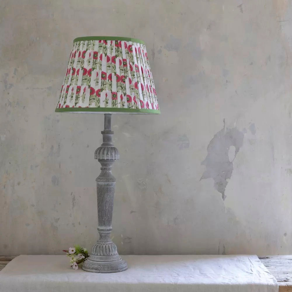 Lampshade Pleated Natural with Green Trim - 2 Sizes