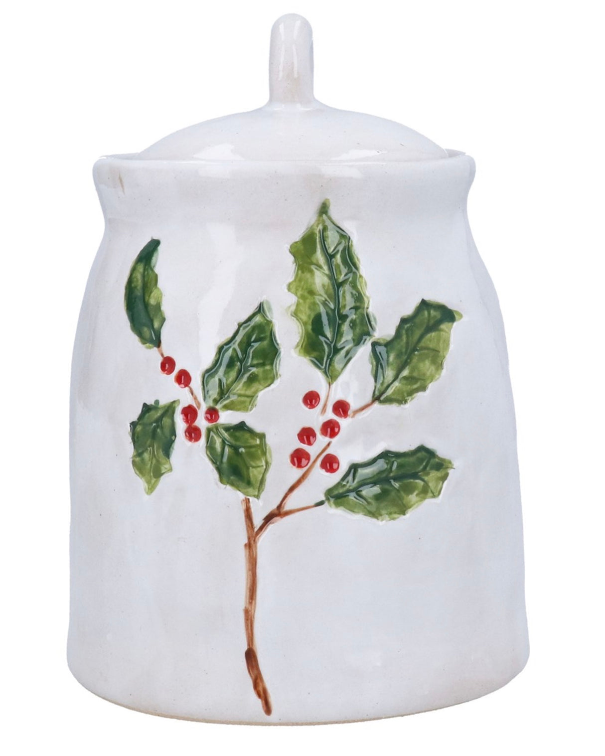 Stoneware Cookie Jar 21cm - Holly & Berries