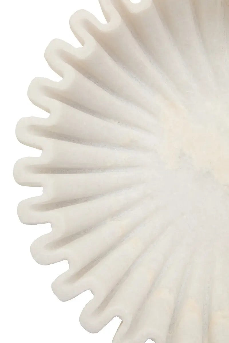 Savio Small White Fluted Marble Bowl