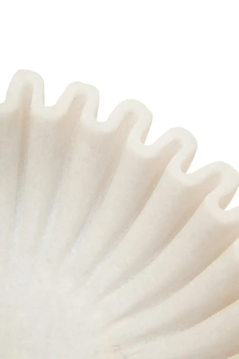 Savio Small White Fluted Marble Bowl