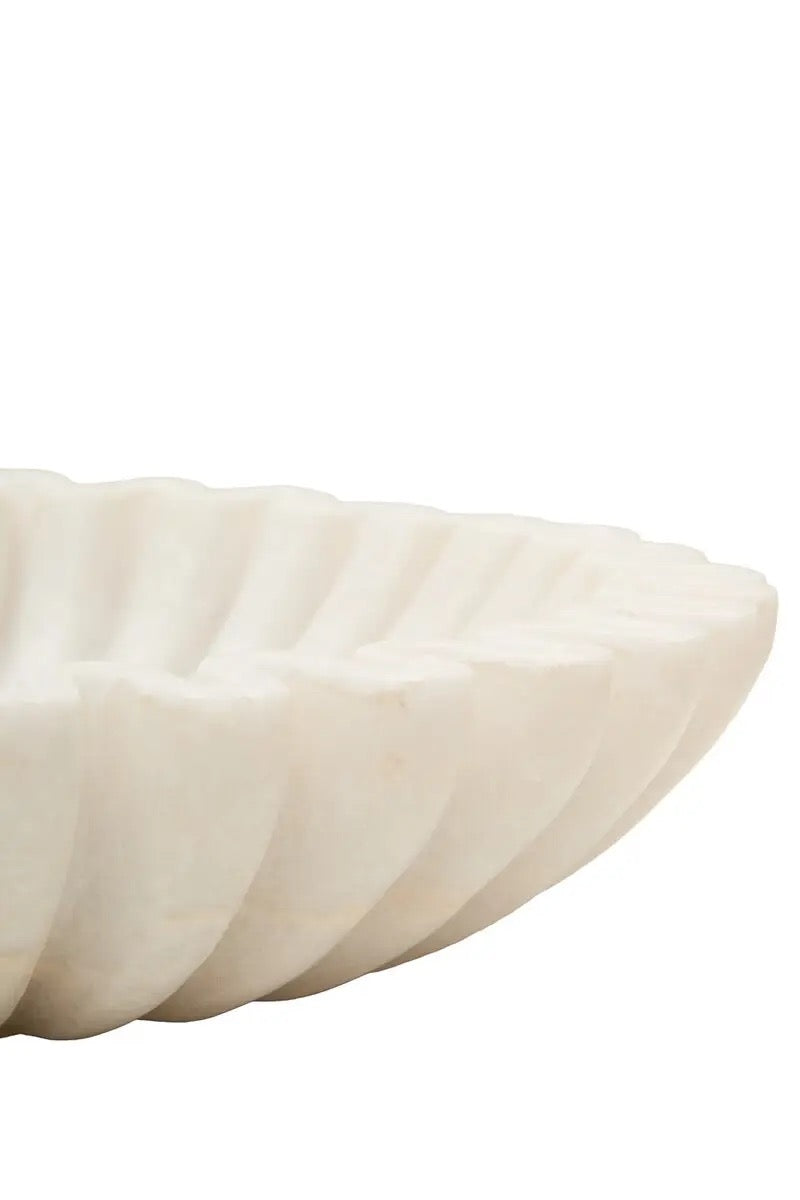 Savio Small White Fluted Marble Bowl