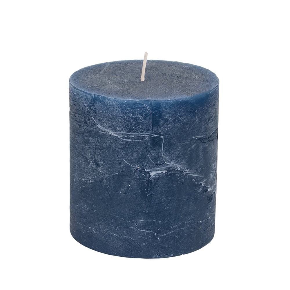 Rustic Pillar Candle Inky Blue 70mm x 130mm - 3 sizes