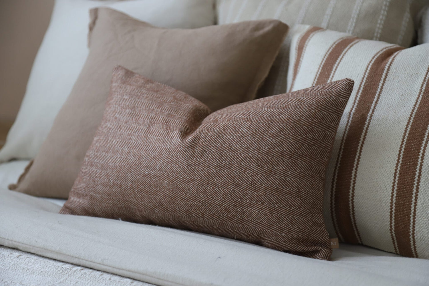 Tia Rust Herringbone Cushion - 3 sizes
