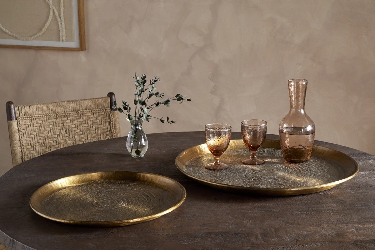 Dhanya Round Tray - Antique Brass - 2 Sizes