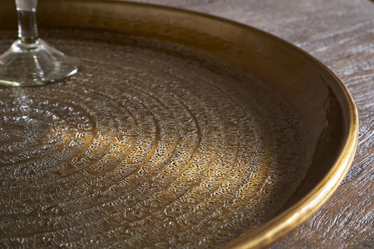 Dhanya Round Tray - Antique Brass - 2 Sizes