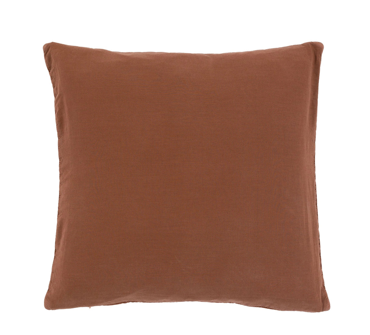 Cotton Velvet Quilted Cushion - Rust/Olive