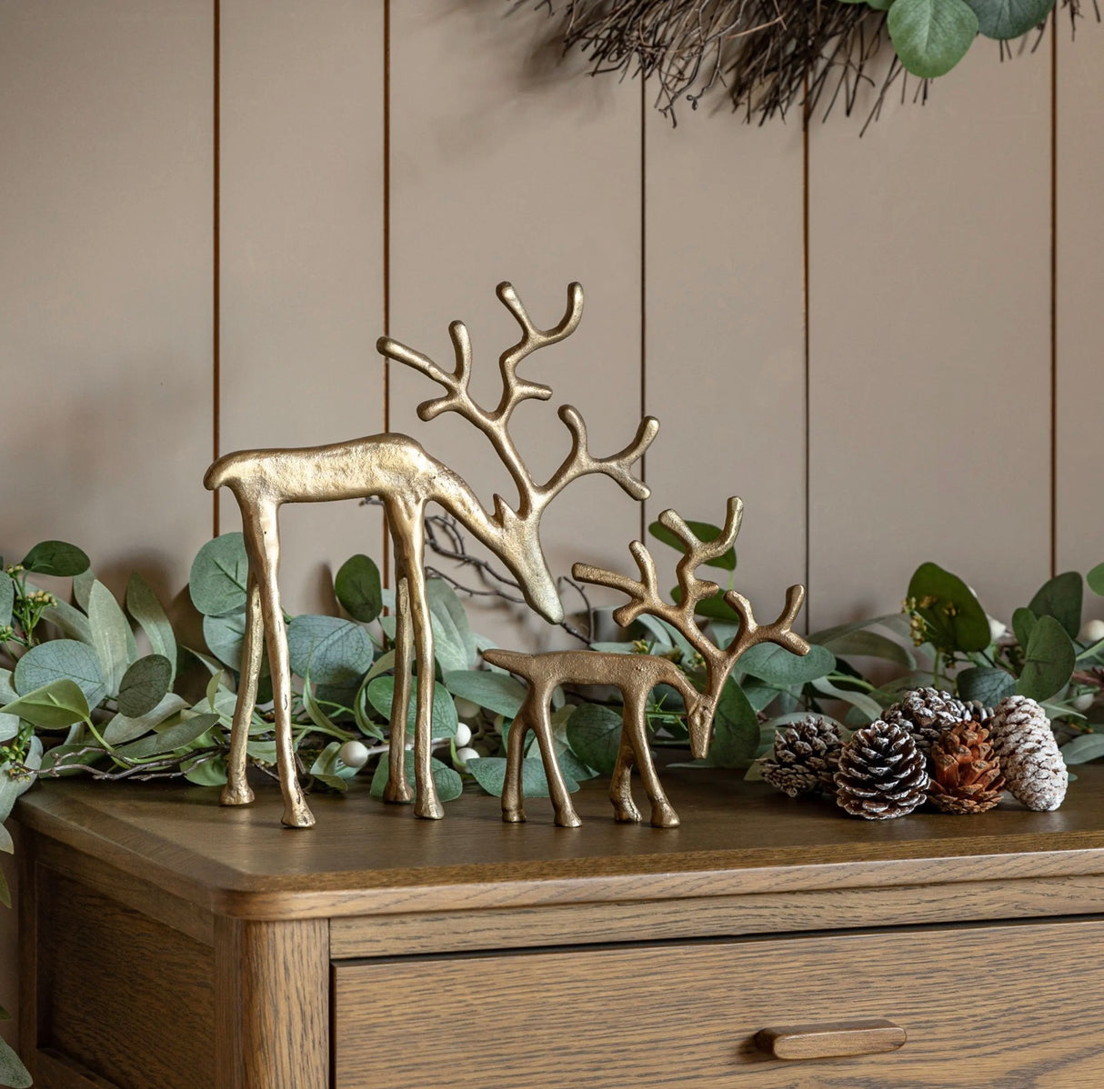 Woodland Set of 2 Metal Reindeer Gold