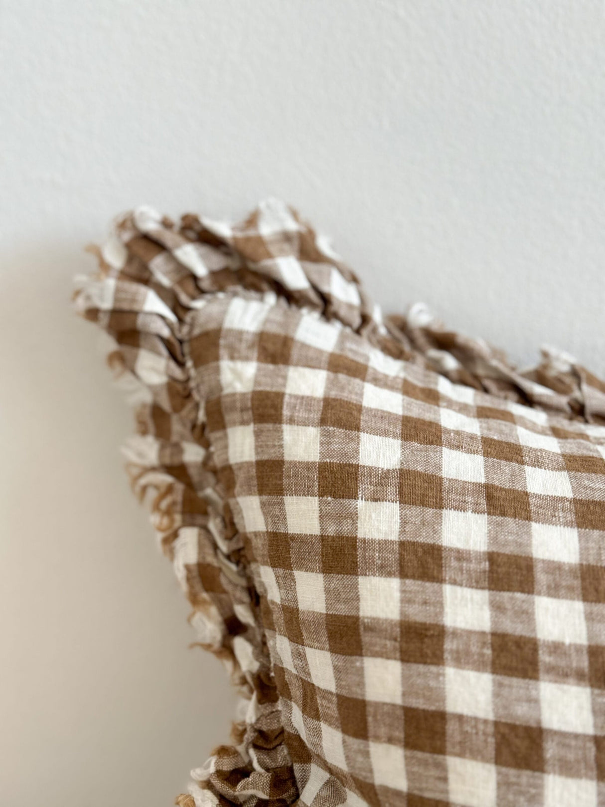 Hallie Brown Gingham Cushion, 50x30cm