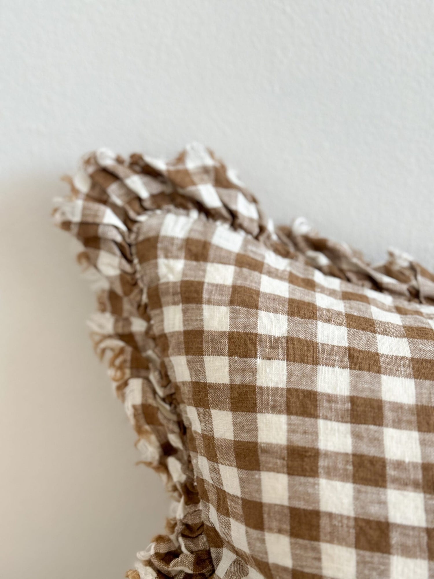 Hallie Brown Gingham Cushion, 50x30cm
