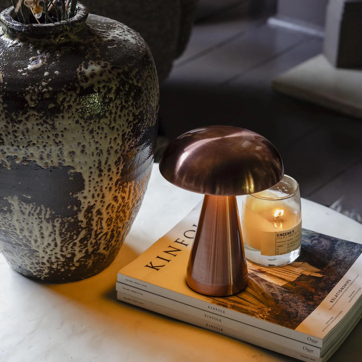 Zenith Portable Table Lamp, Rose Gold - Abigail Ahern
