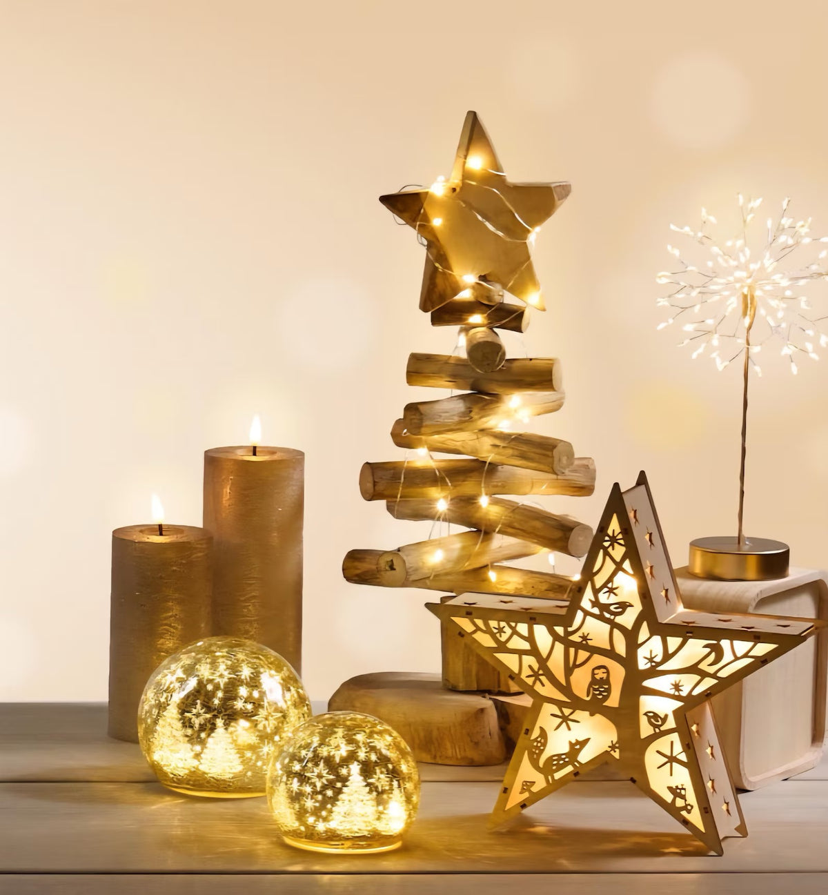 Golden Snow Globe, LED (battery) 2 sizes