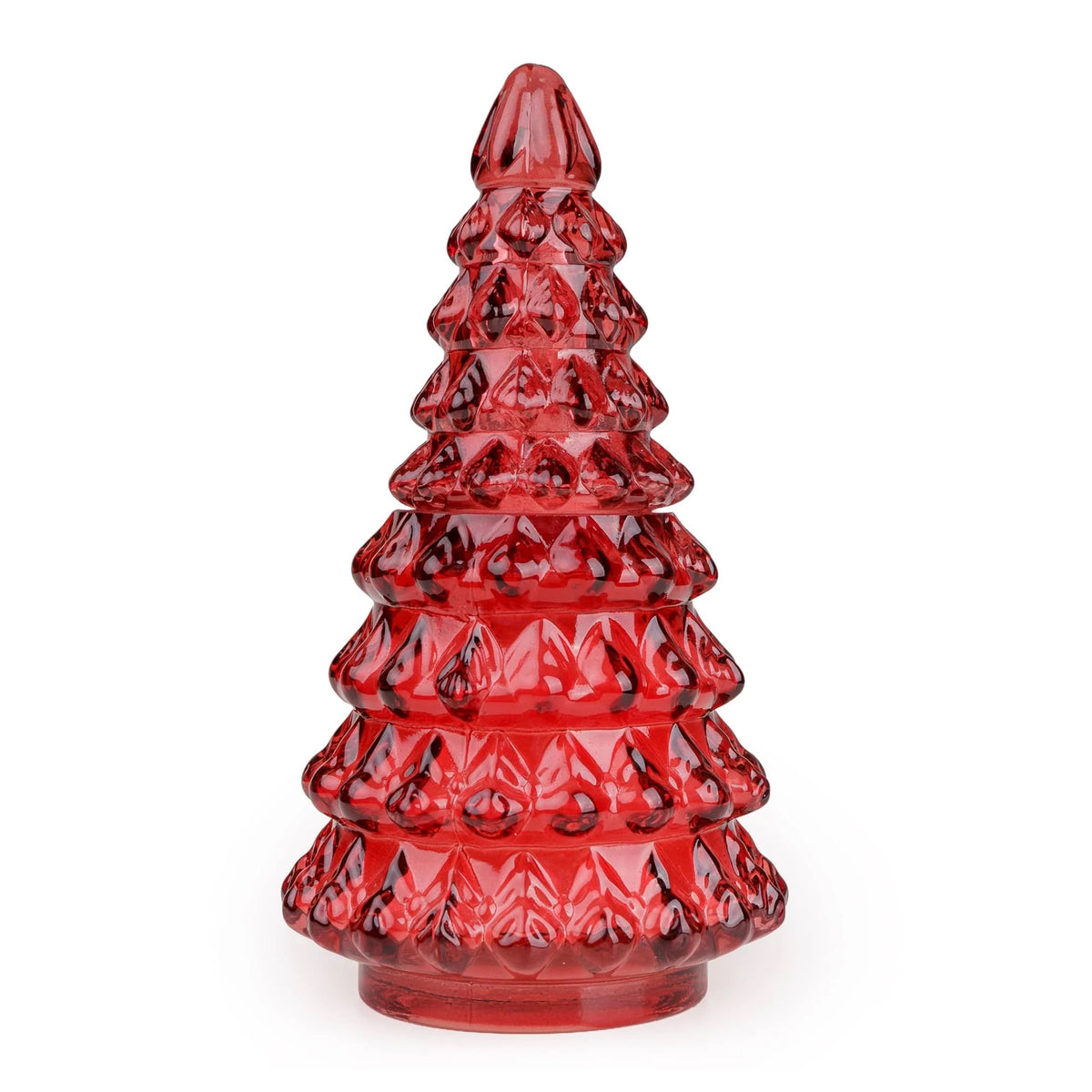Small Glass Christmas Tree Candle – Red