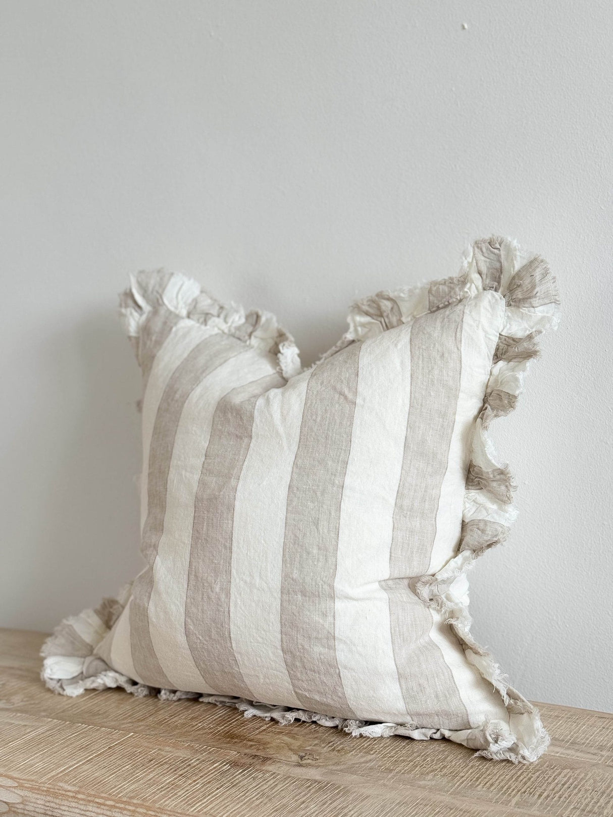 Hallie Natural Wide Stripe Cushion, 2 sizes