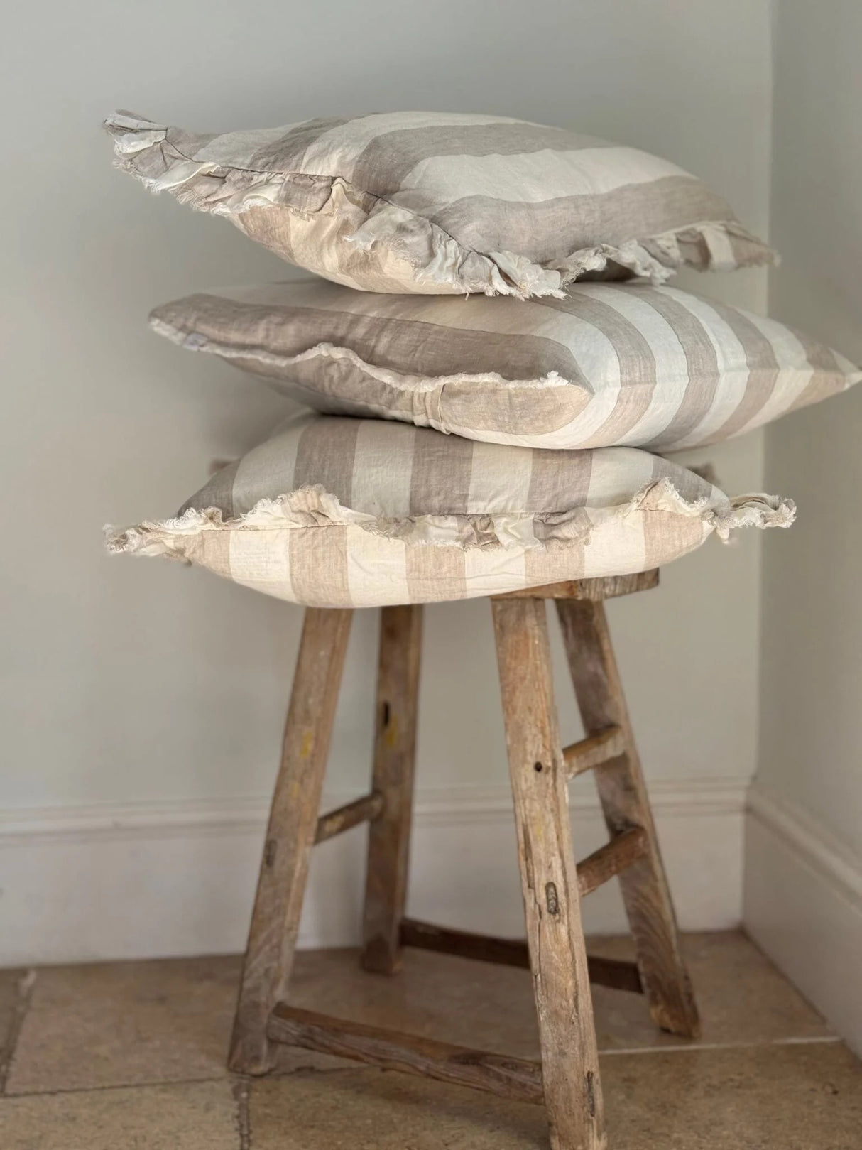 Hallie Natural Wide Stripe Cushion, 2 sizes