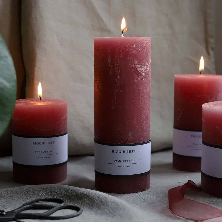 DUSTY PINK 7X18CM RUSTIC PILLAR CANDLE
