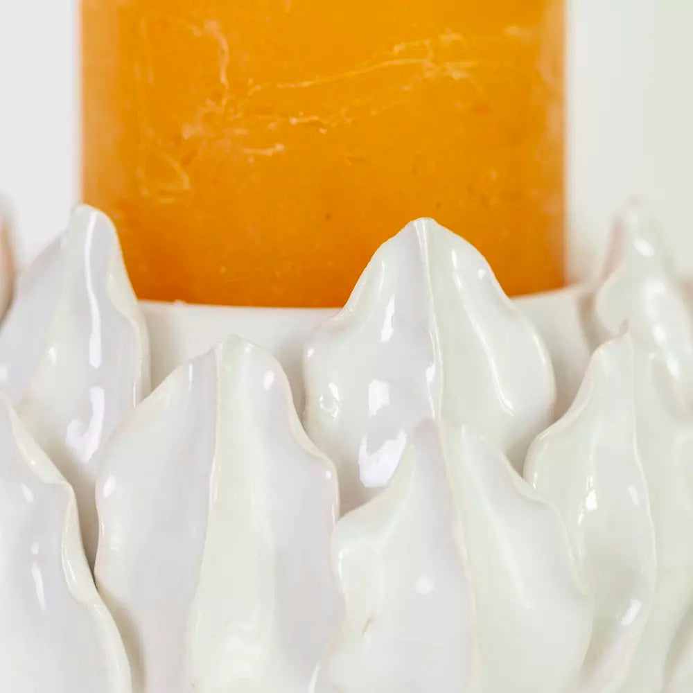 Artichoke Pillar Candle Holder white