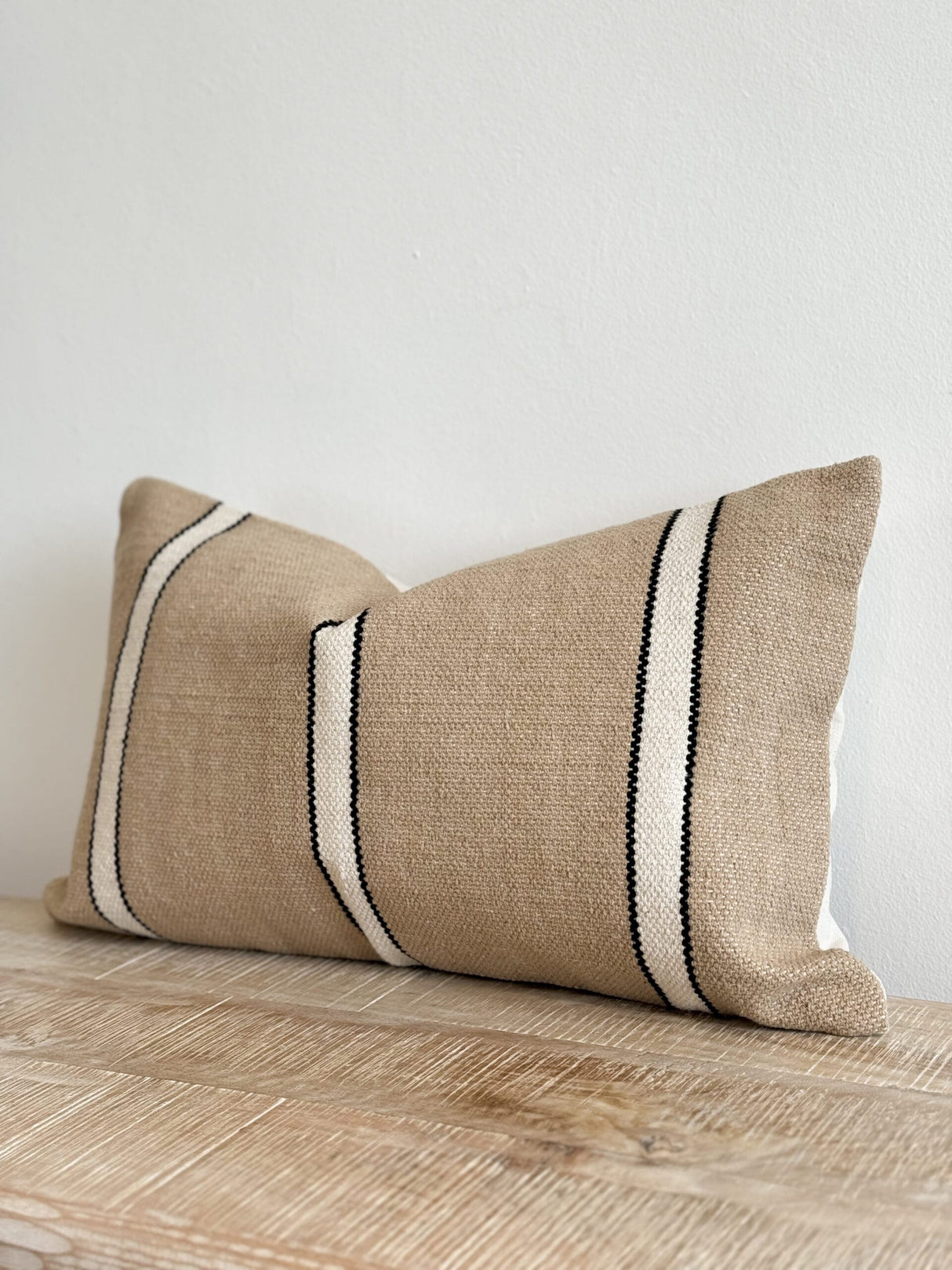 India Beige, Black & Cream Cushion 50x30cm