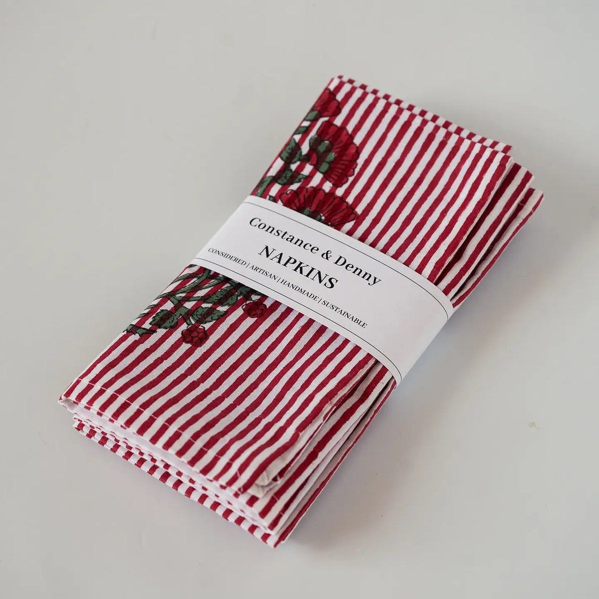 Winterberry Stripe Set of 6 Cotton Napkins