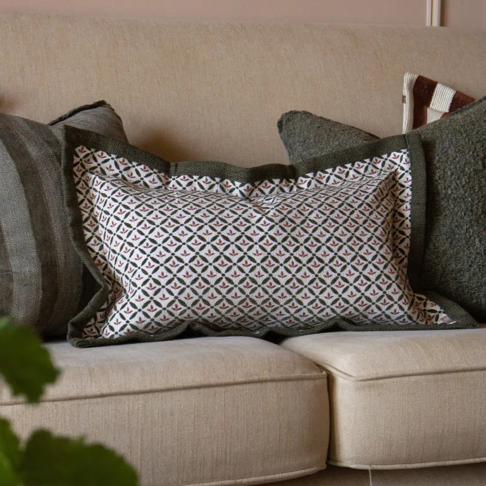 Fleur Olive and Terracotta Print Cushion - 2 sizes
