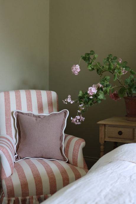 Chloe Dusty Pink Scalloped  2 sizes - Linen Blend