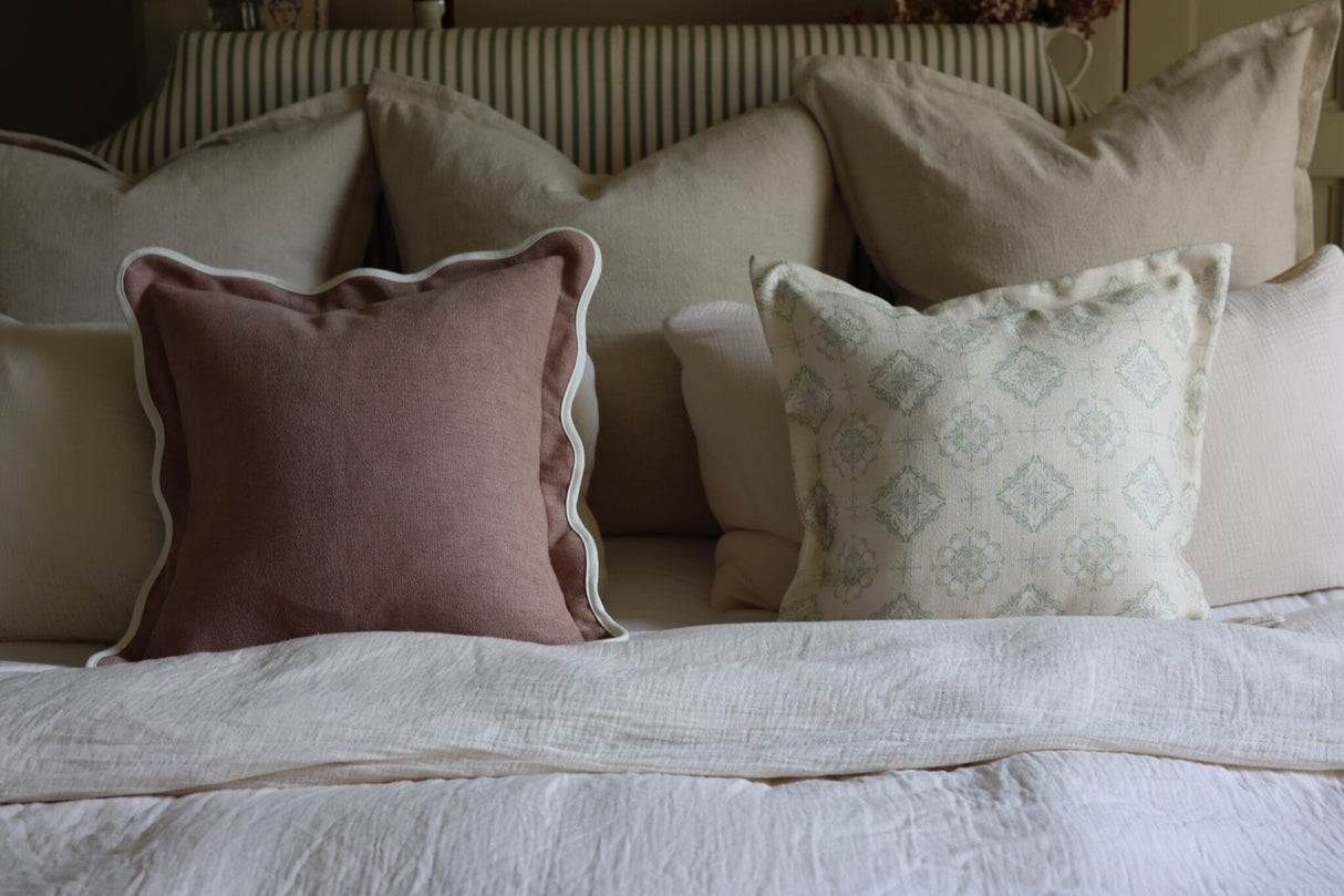 Chloe Dusty Pink Scalloped  2 sizes - Linen Blend