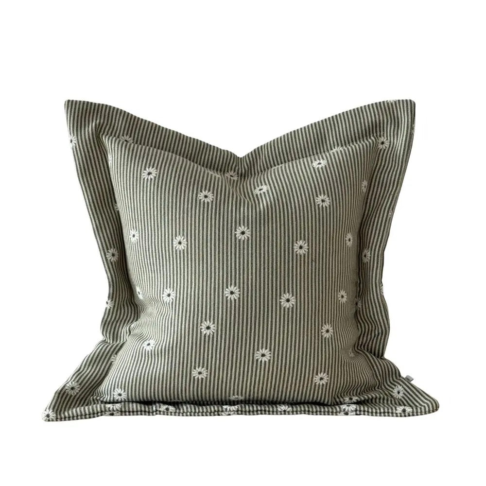 Daisy Sage and Cream Stripe Cushion 45cm