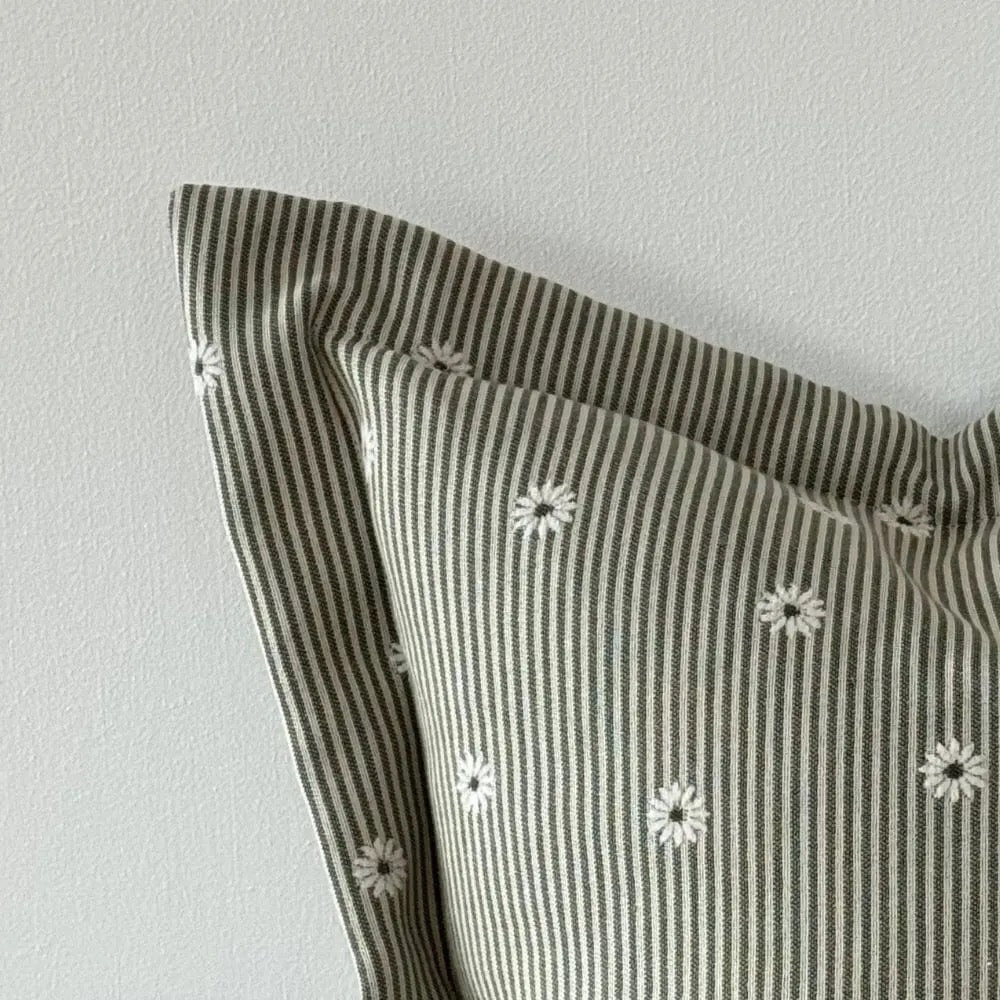 Daisy Sage and Cream Stripe Cushion 45cm