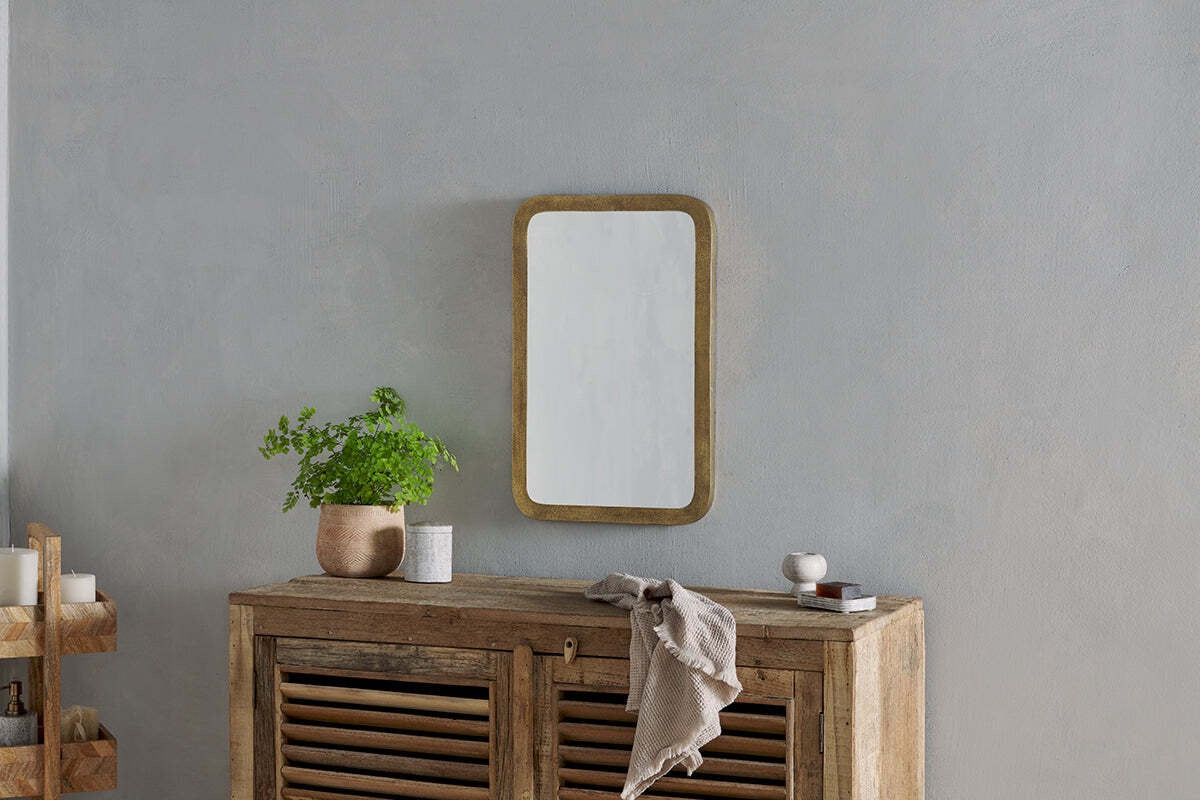 NKUKU Ungura Rounded Mirror - Antique Brass - Small