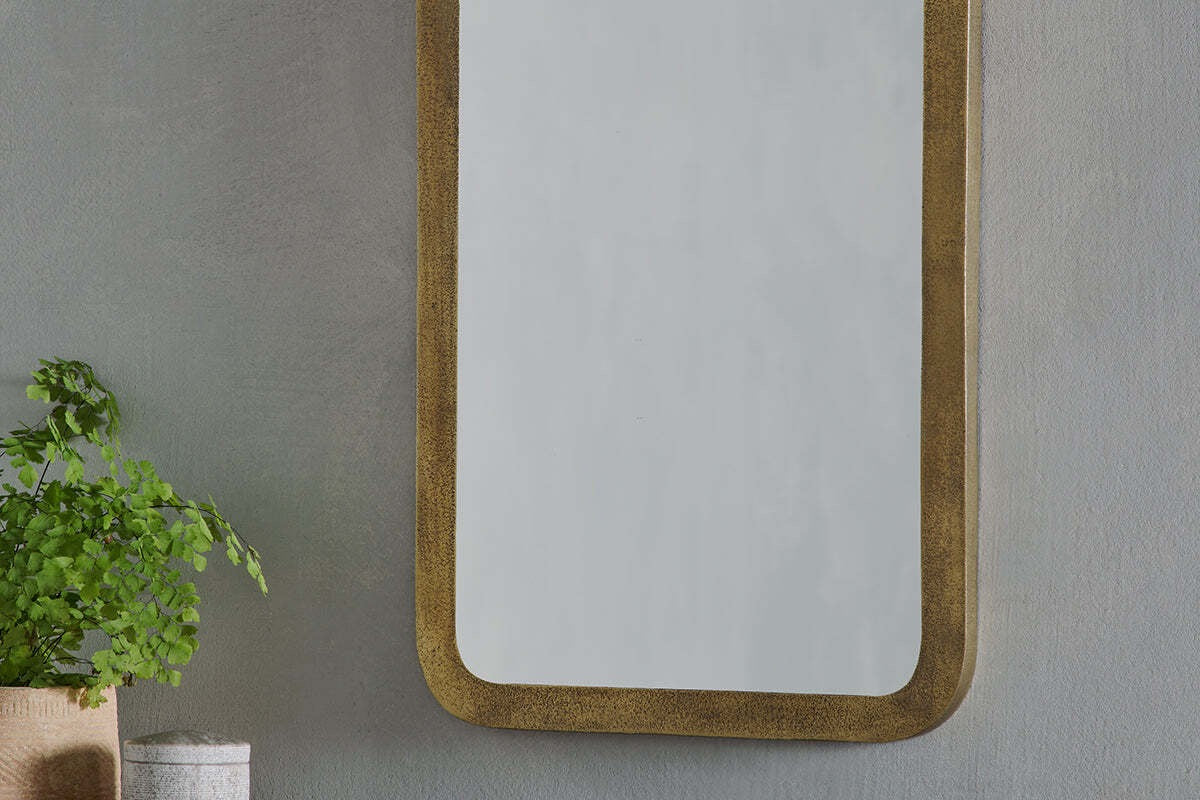 NKUKU Ungura Rounded Mirror - Antique Brass - Small