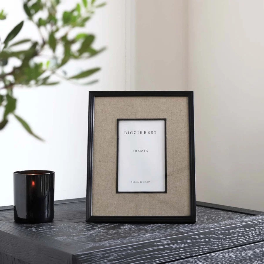 4X6 LINEN BORDER BLACK FRAME