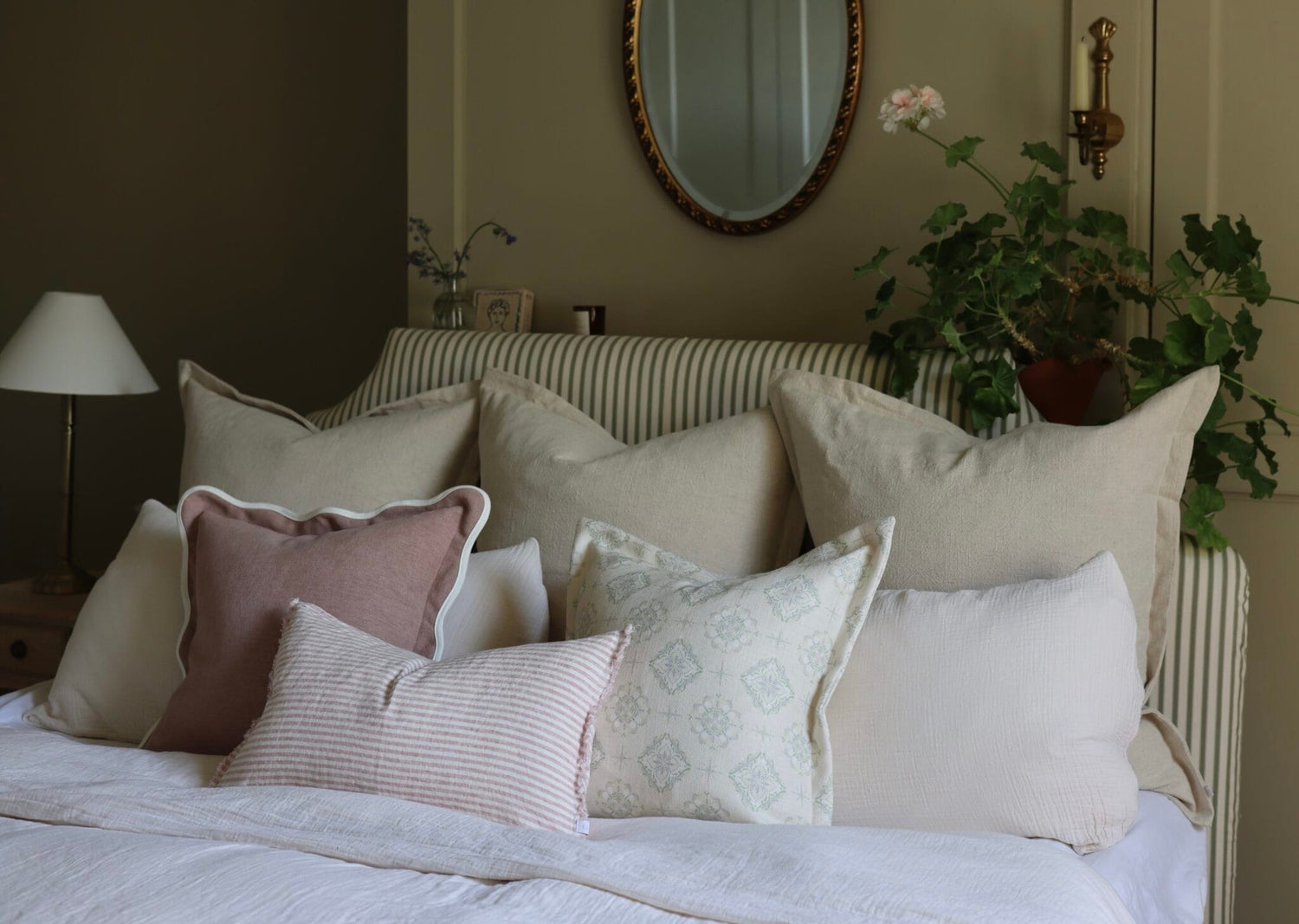 Orla Sage Print Flanged Edge Cushion 45cm