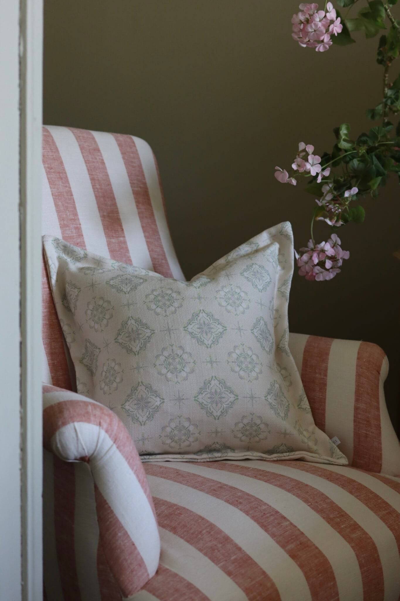 Orla Sage Print Flanged Edge Cushion 45cm