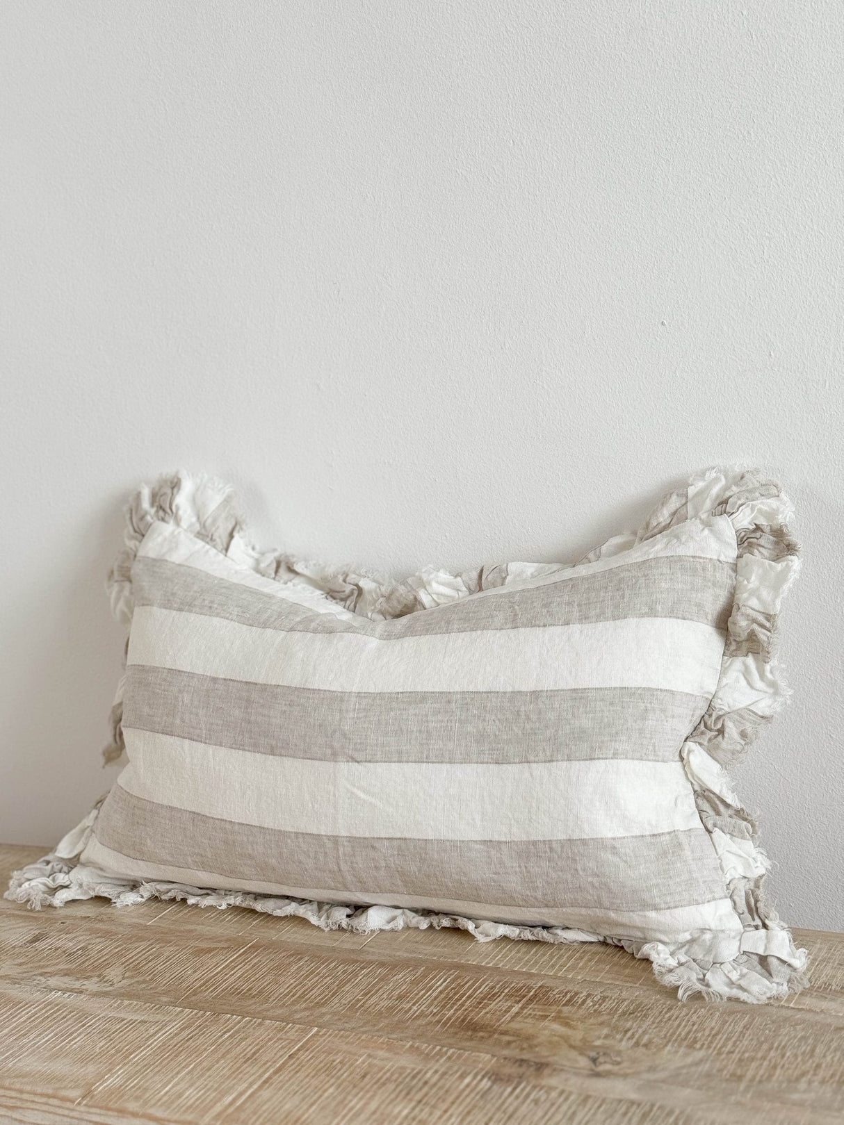 Hallie Natural Wide Stripe Cushion, 2 sizes
