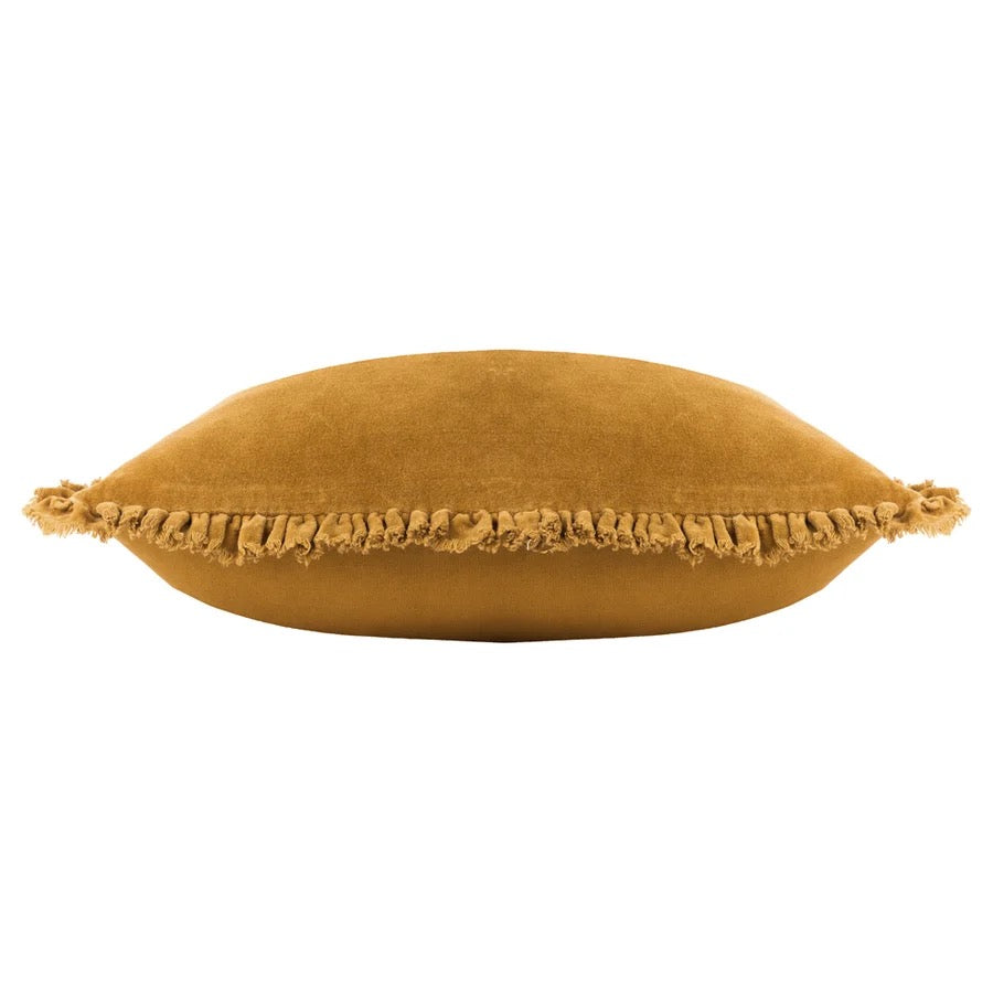 Bertie Washed Cotton Velvet Cushion Saffron