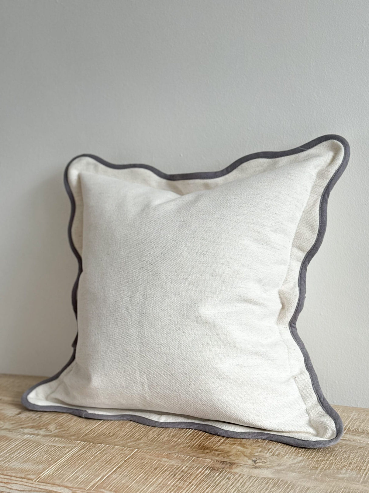 Chloe Cream Scalloped Cushion  45cm - Linen Blend