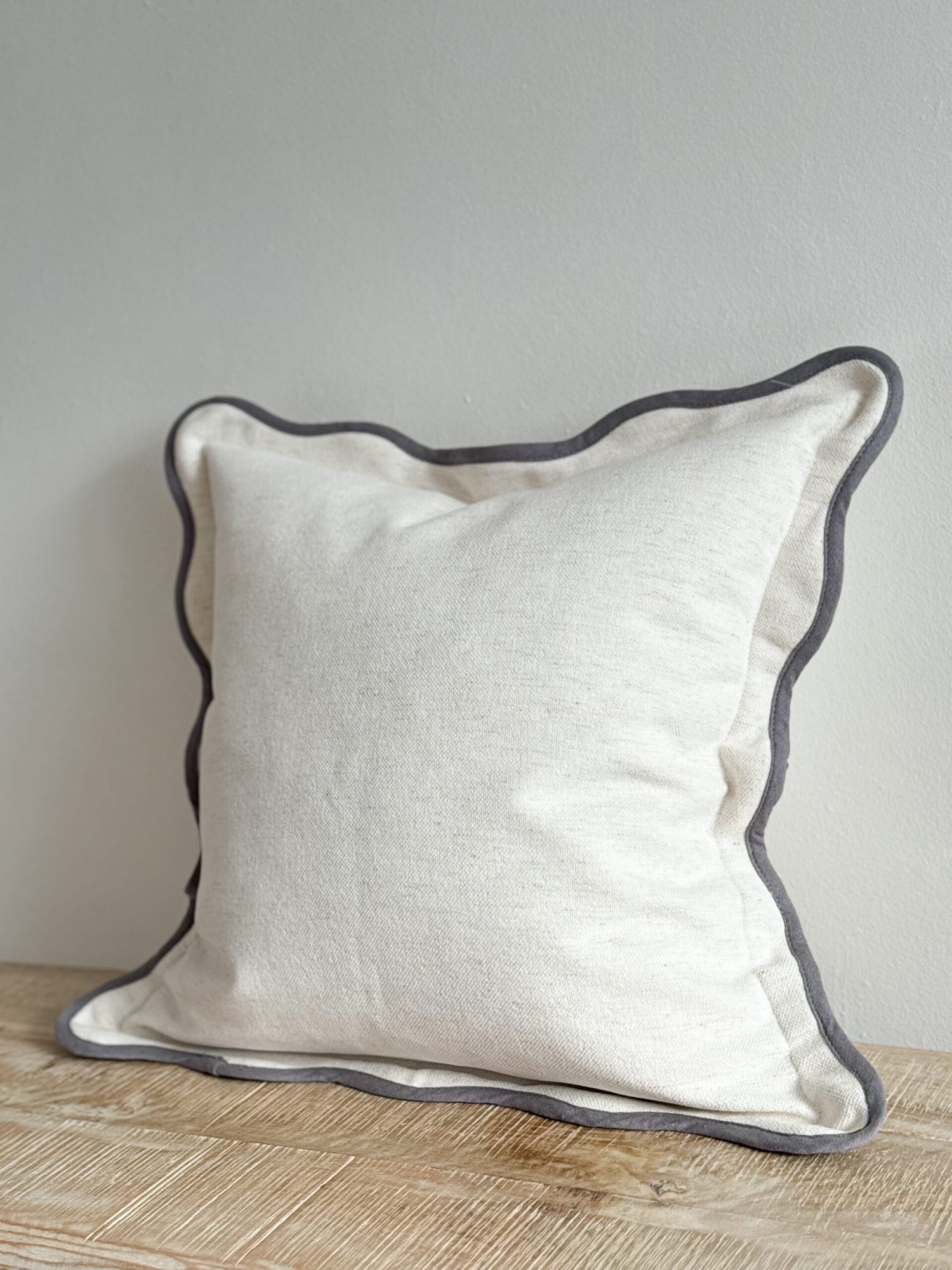 Chloe Cream Scalloped Cushion  45cm - Linen Blend