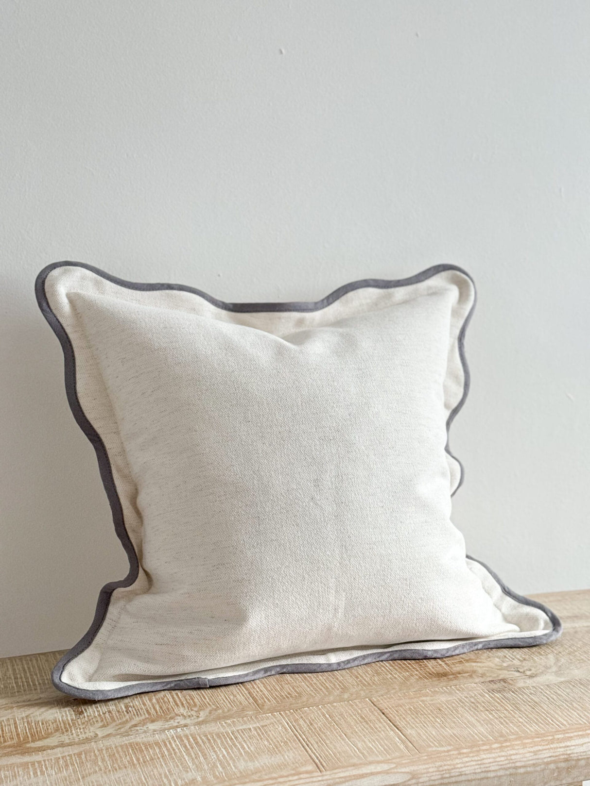 Chloe Cream Scalloped Cushion  45cm - Linen Blend