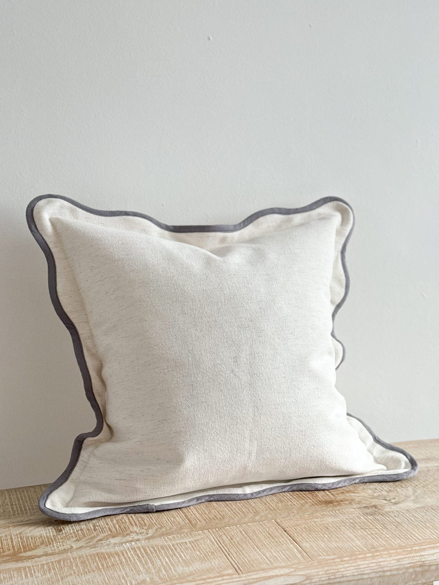 Chloe Cream Scalloped Cushion  45cm - Linen Blend