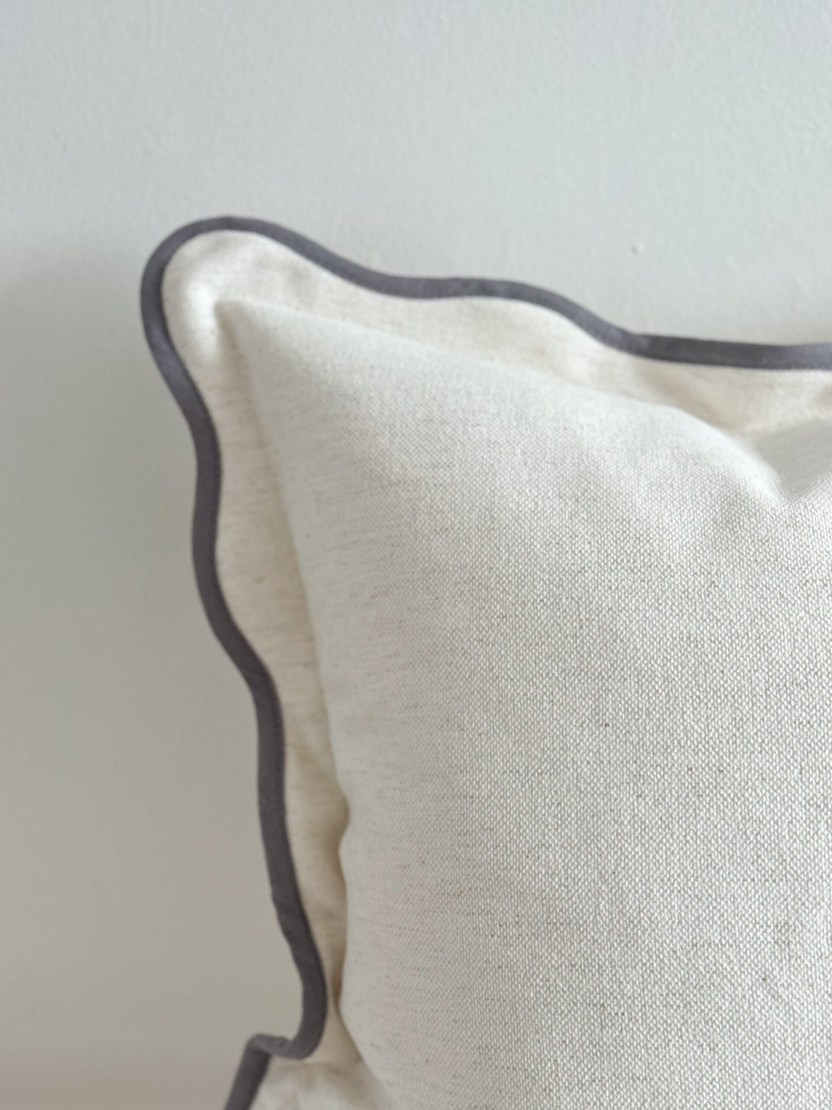 Chloe Cream Scalloped Cushion  45cm - Linen Blend