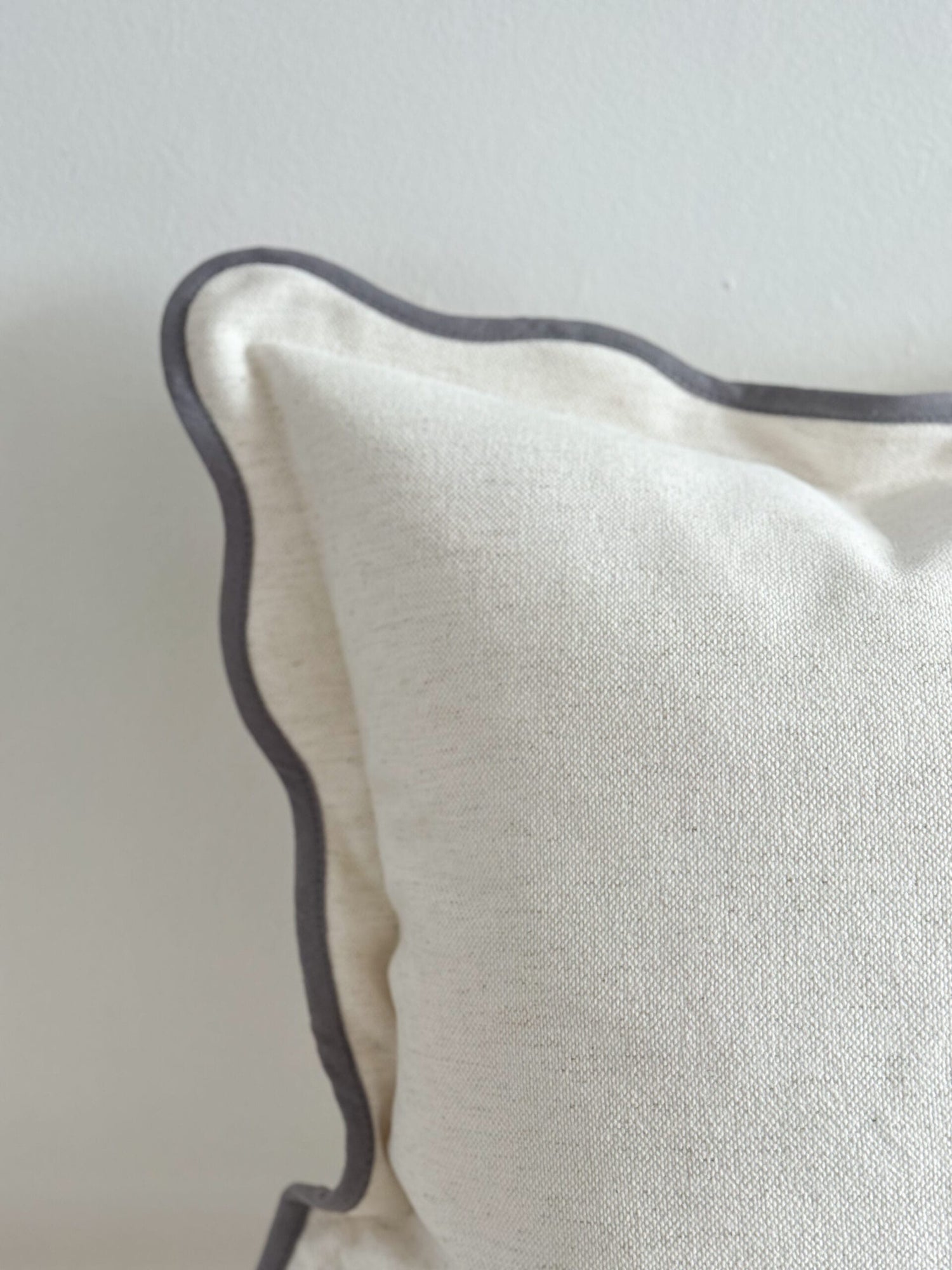 Chloe Cream Scalloped Cushion  45cm - Linen Blend